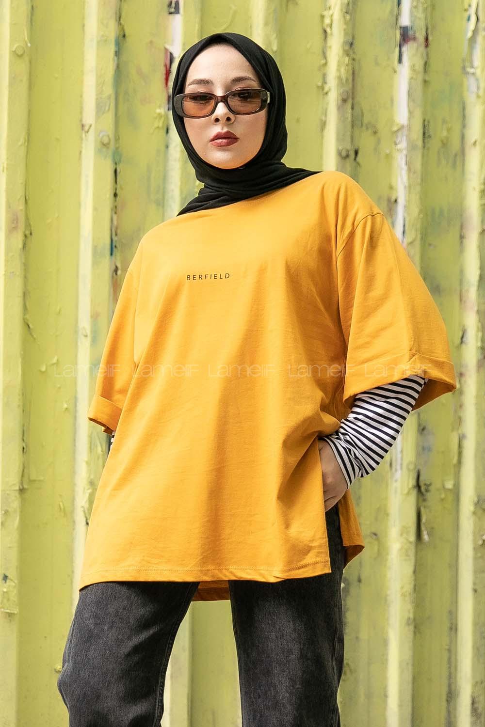 Modalamelif Berfıeld Baskılı T-shirt Hardal Sarısı