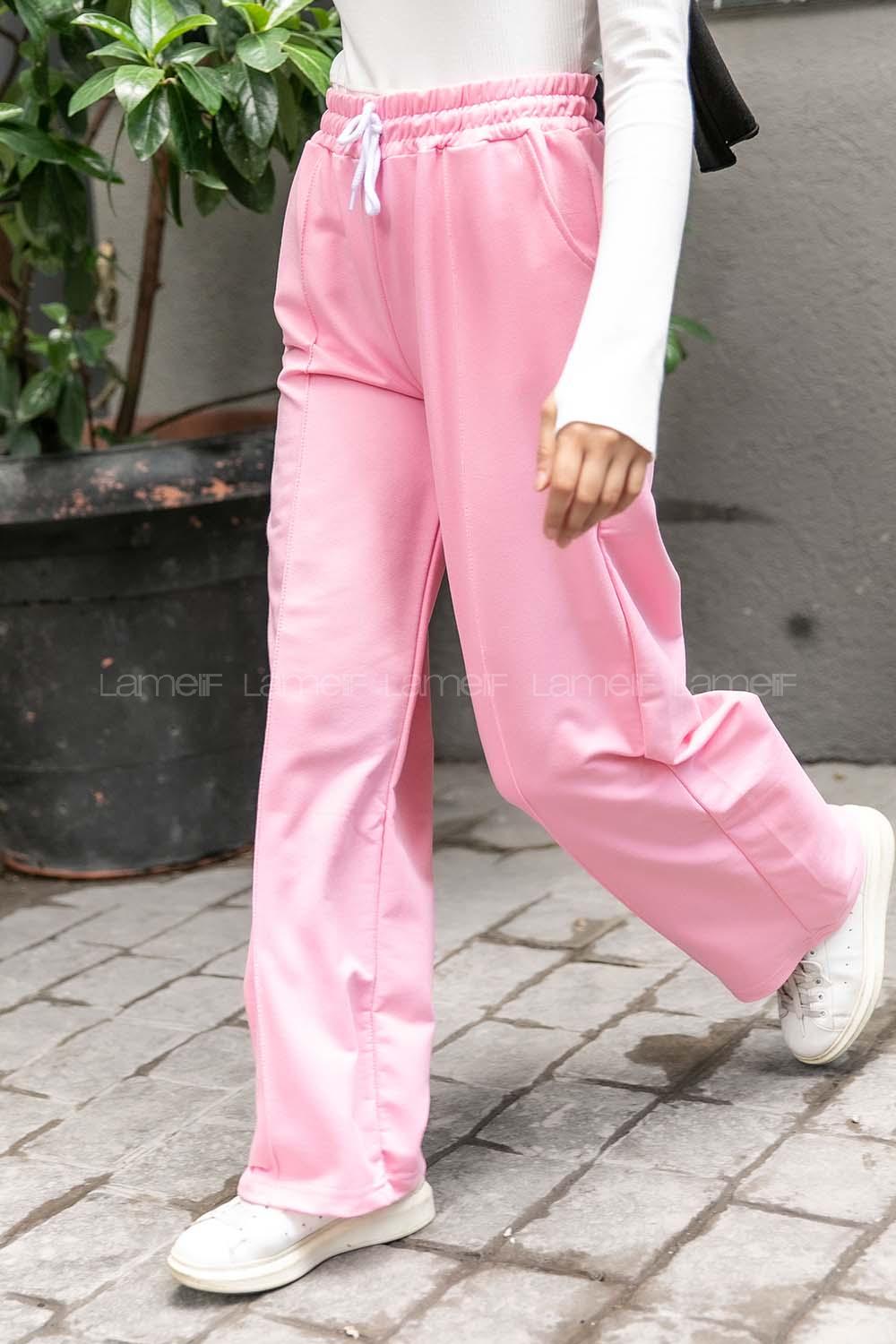 Modalamelif Bol Paça Çımalı Eşofman Pembe