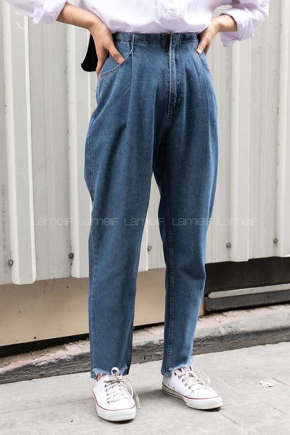 Modalamelif Yüksel Bel Paçası Kesik Jean Kot Mavisi