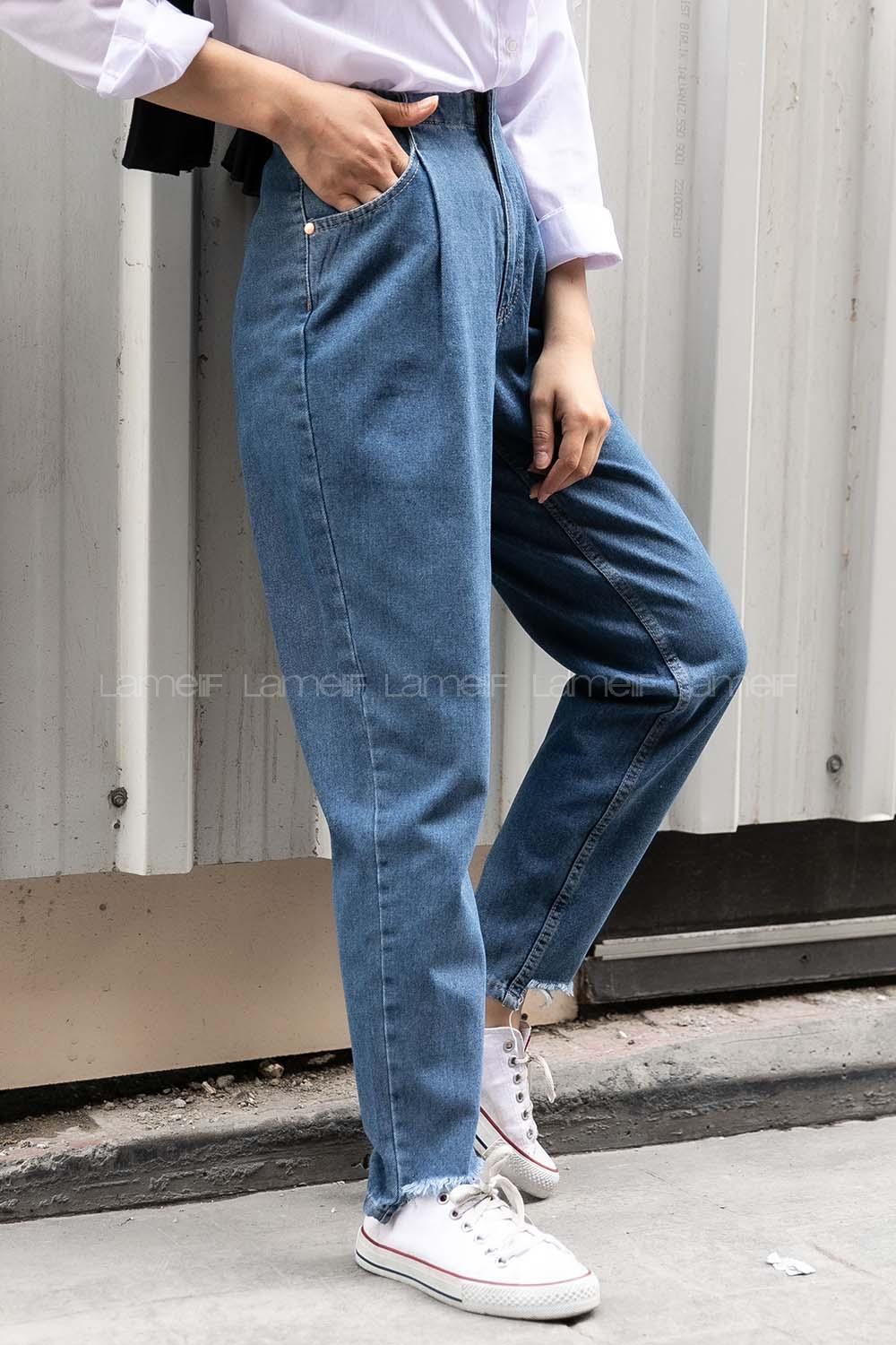 Modalamelif Yüksel Bel Paçası Kesik Jean Kot Mavisi