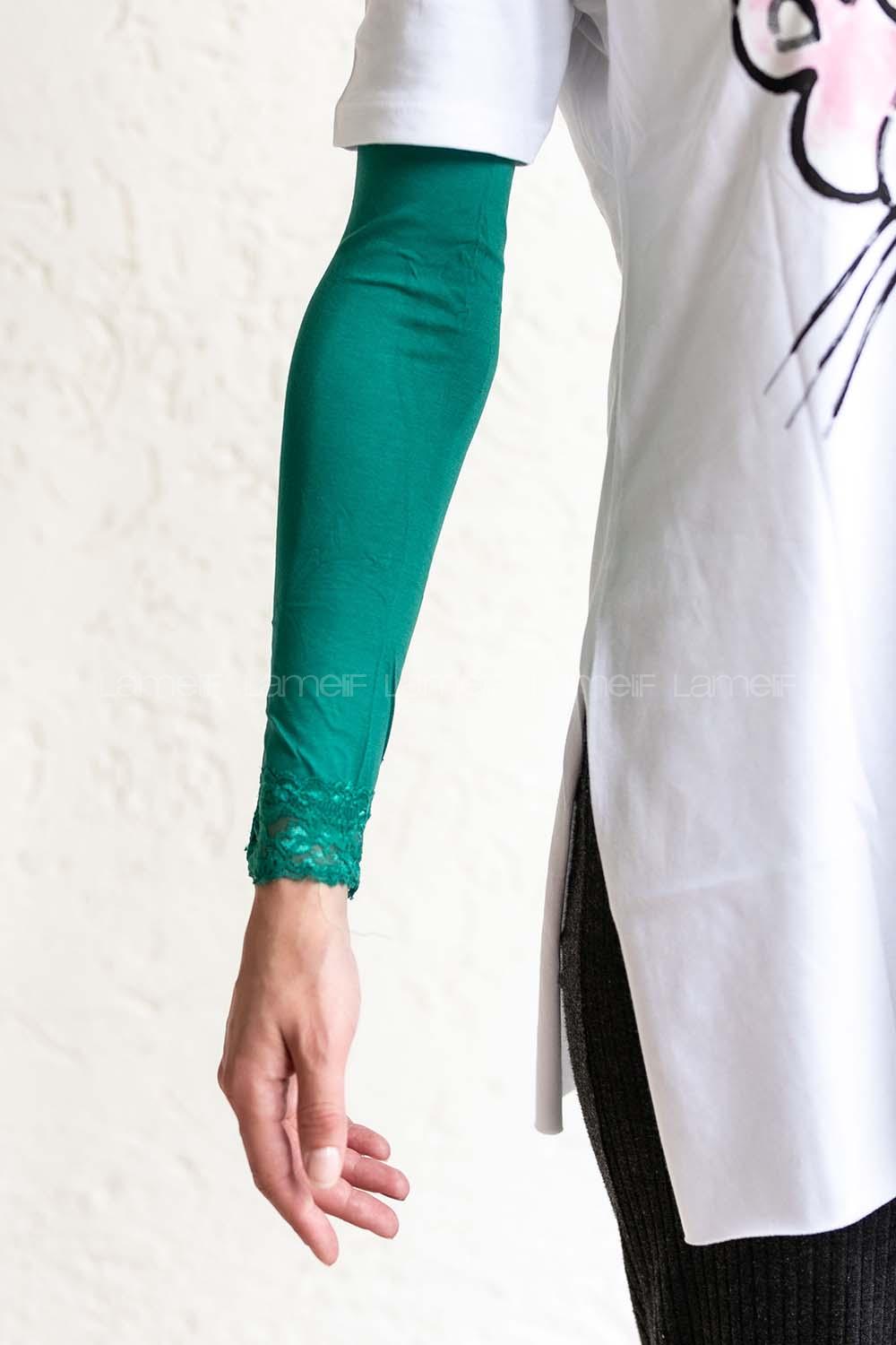 Modalamelif Dantelli Kolluk Açık Zümrüt