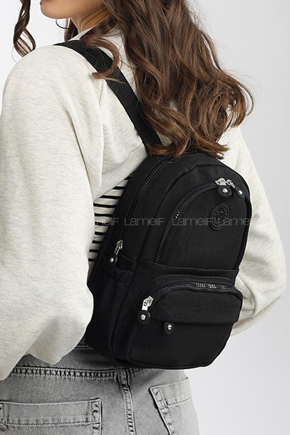 Modalamelif Krinkıl Kumaş Cepli Sırt Çantası Siyah