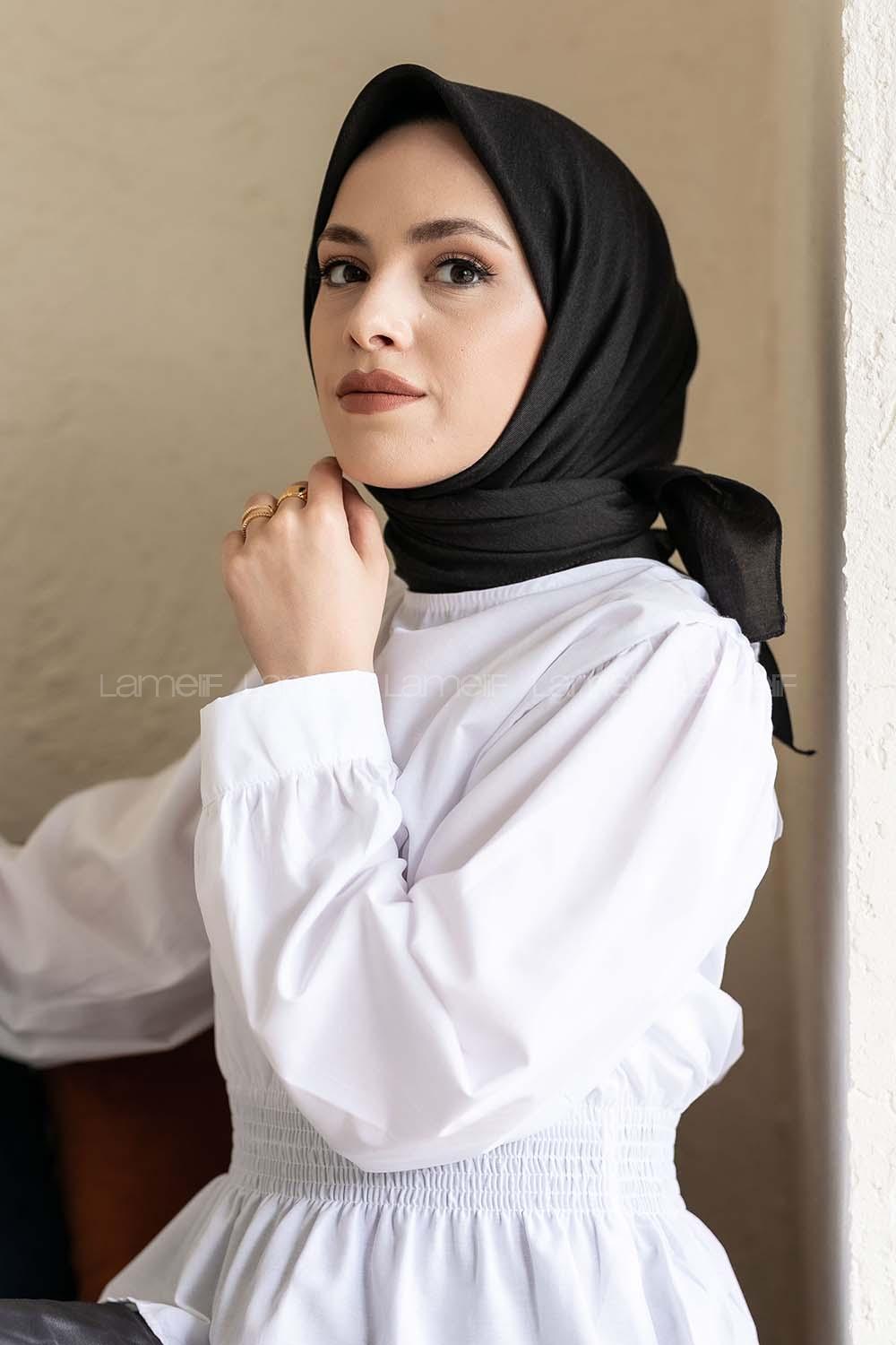 Modalamelif Pano Pamuk Eşarp Kömür