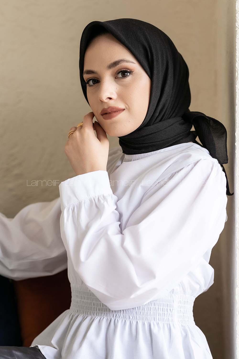 Modalamelif Pano Pamuk Eşarp Kömür