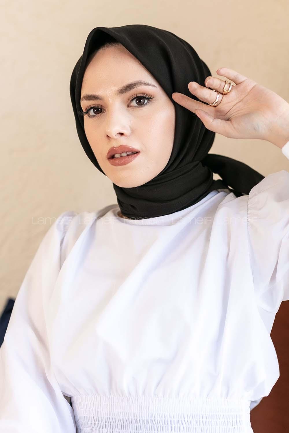 Black Wool Printed Scarf