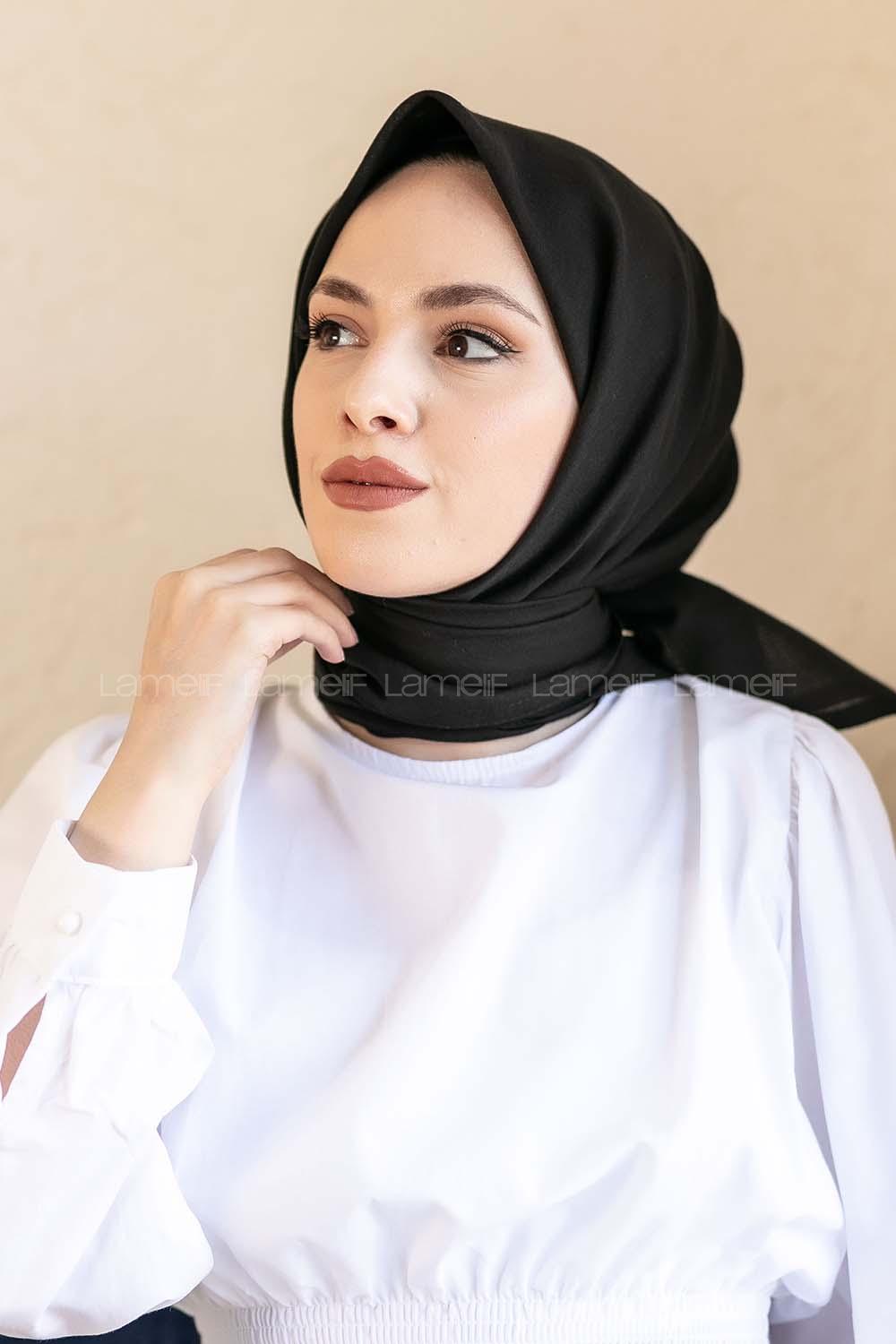 Black Wool Printed Scarf