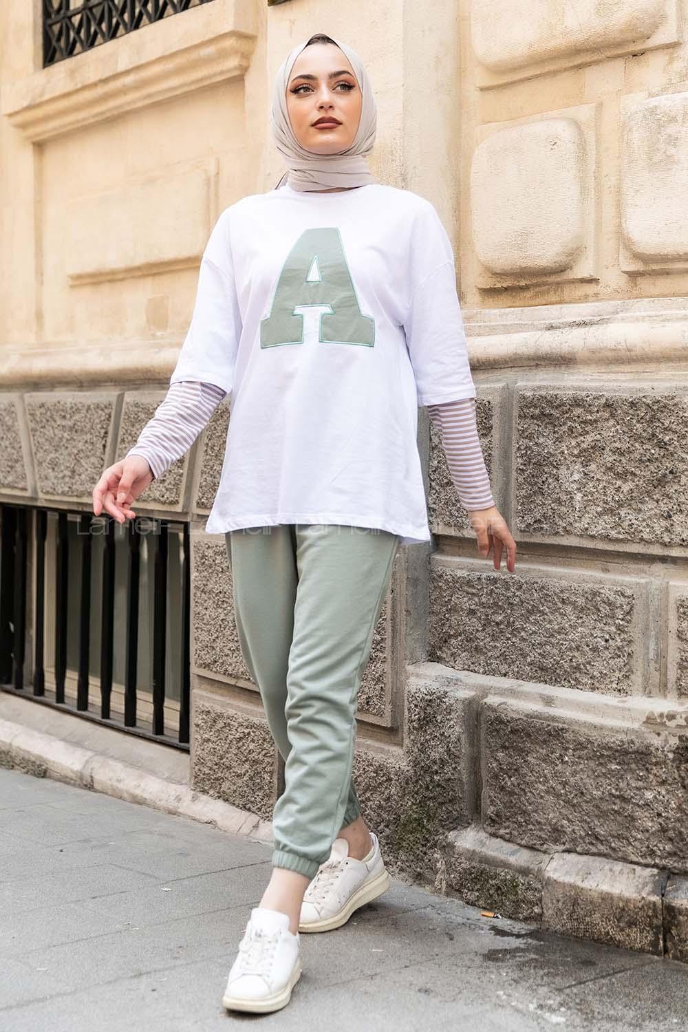 Modalamelif  A Nakış Detaylı İkili Takım Çağla Yeşili