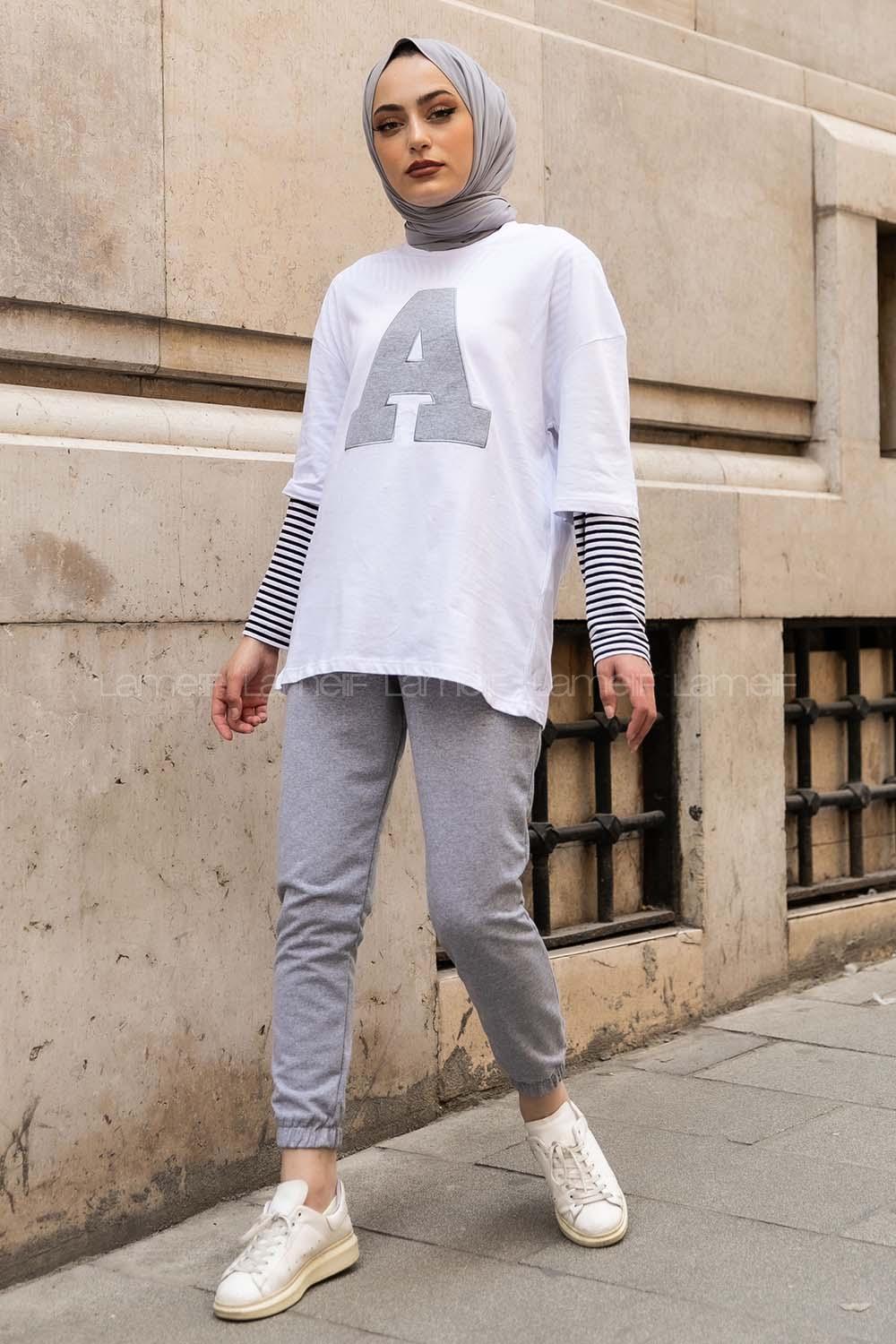 Modalamelif  A Nakış Detaylı İkili Takım Gri