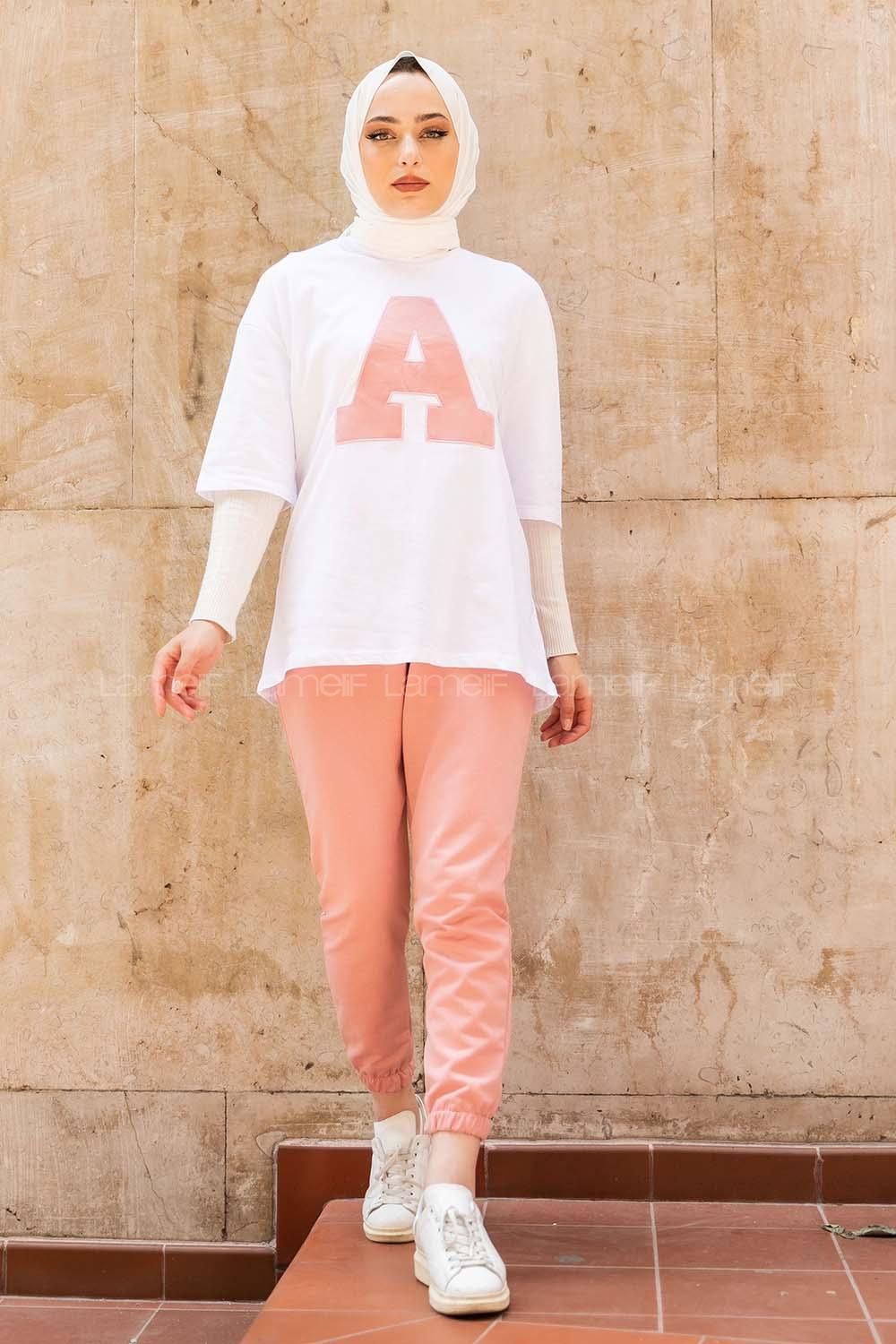 Modalamelif  A Nakış Detaylı İkili Takım Pembe