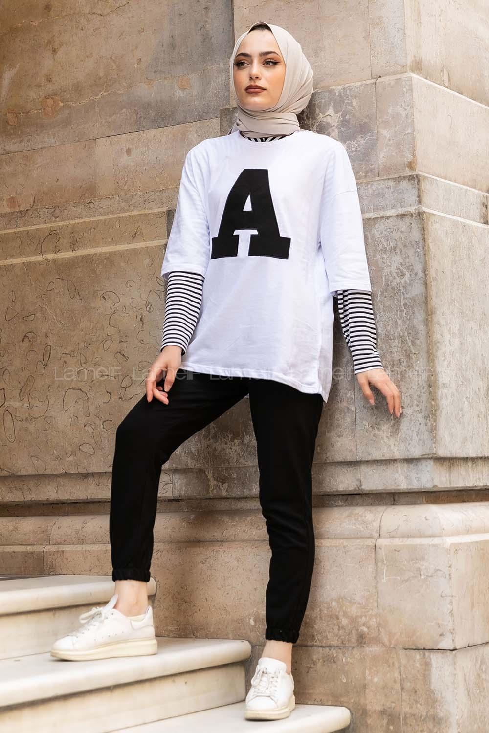 Modalamelif  A Nakış Detaylı İkili Takım Siyah