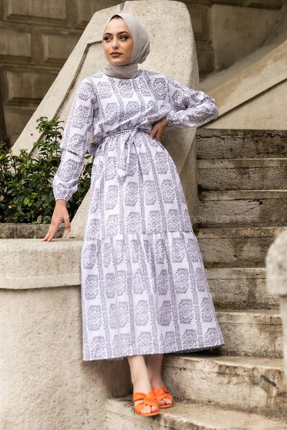 Modalamelif Beli Kuşaklı Nakış Detaylı  Elbise Siyah