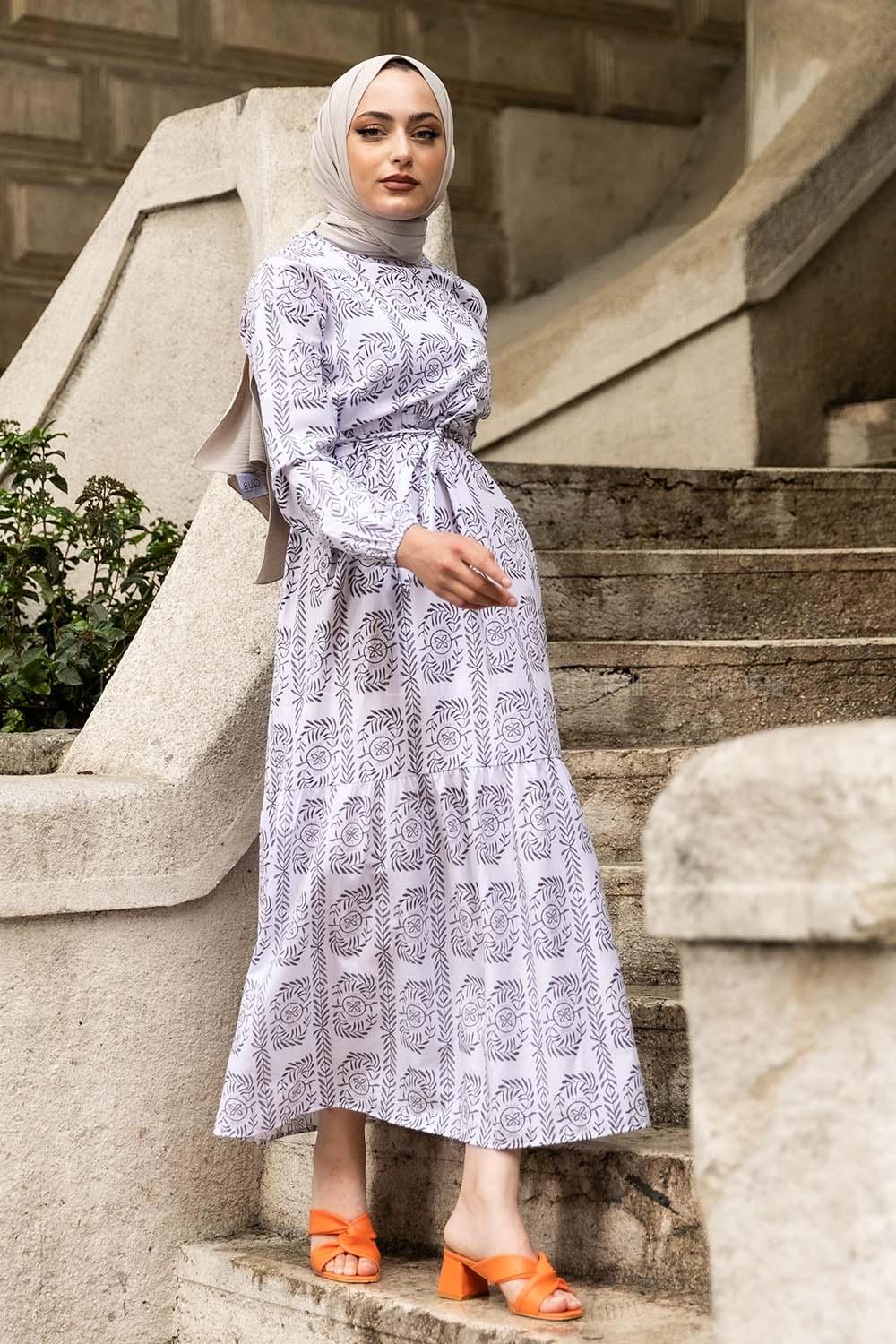 Modalamelif Beli Kuşaklı Nakış Detaylı  Elbise Siyah