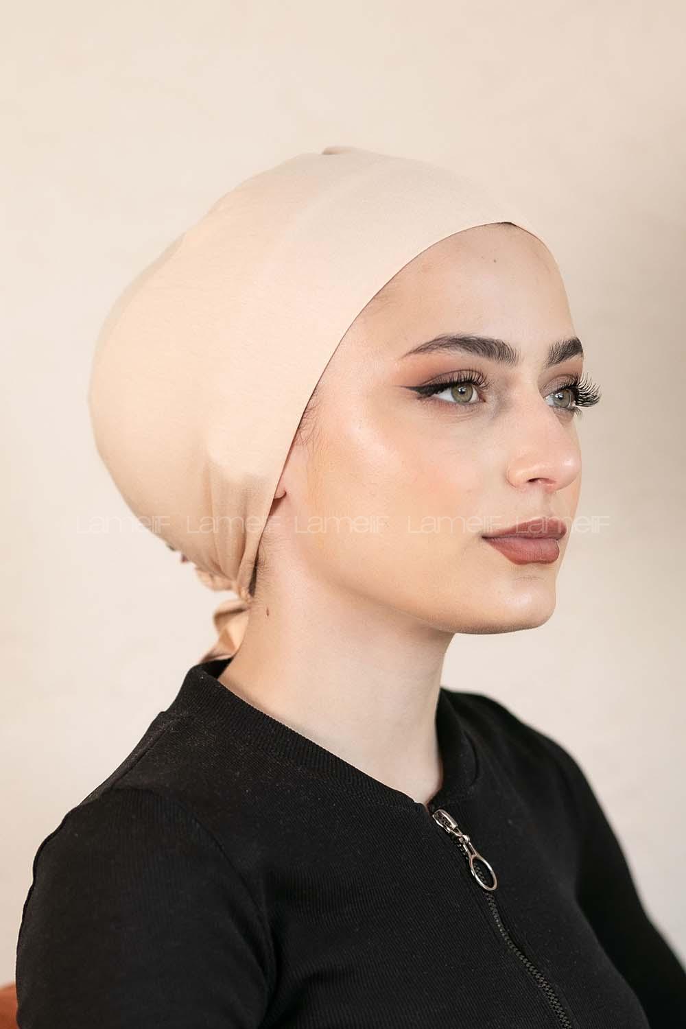 Modalamelif Dikişsiz Bağlamalı Penye Bone Bej