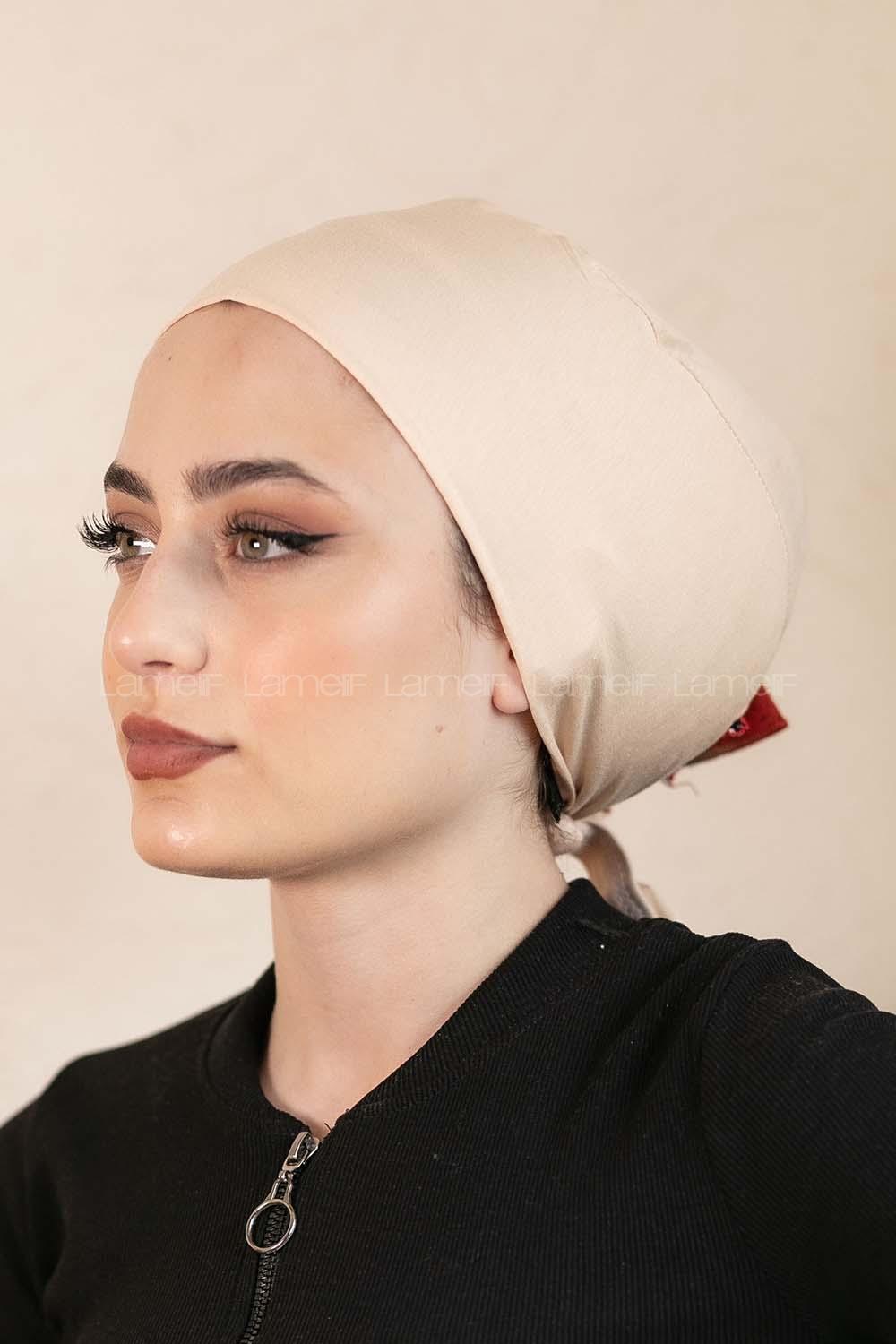 Modalamelif Dikişsiz Bağlamalı Penye Bone Bej