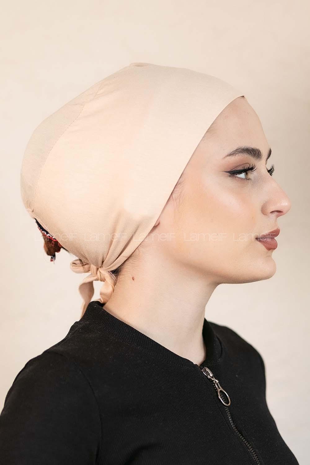 Modalamelif Dikişsiz Bağlamalı Penye Bone Bej