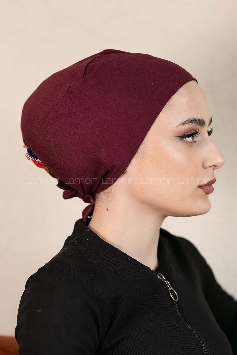 Modalamelif Dikişsiz Bağlamalı Penye Bone Bordo