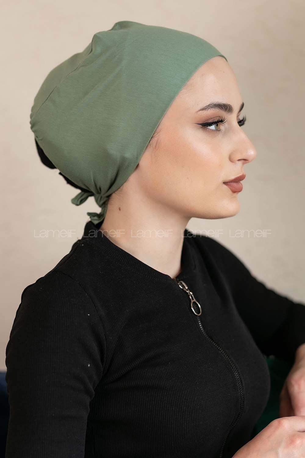 Modalamelif Dikişsiz Bağlamalı Penye Bone Çağla Yeşili