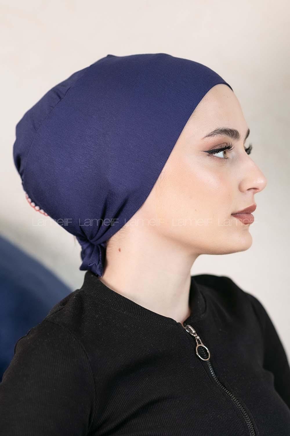 Modalamelif Dikişsiz Bağlamalı Penye Bone Gece Mavisi