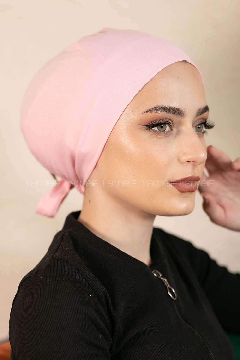 Modalamelif Dikişsiz Bağlamalı Penye Bone Şeker Pembe