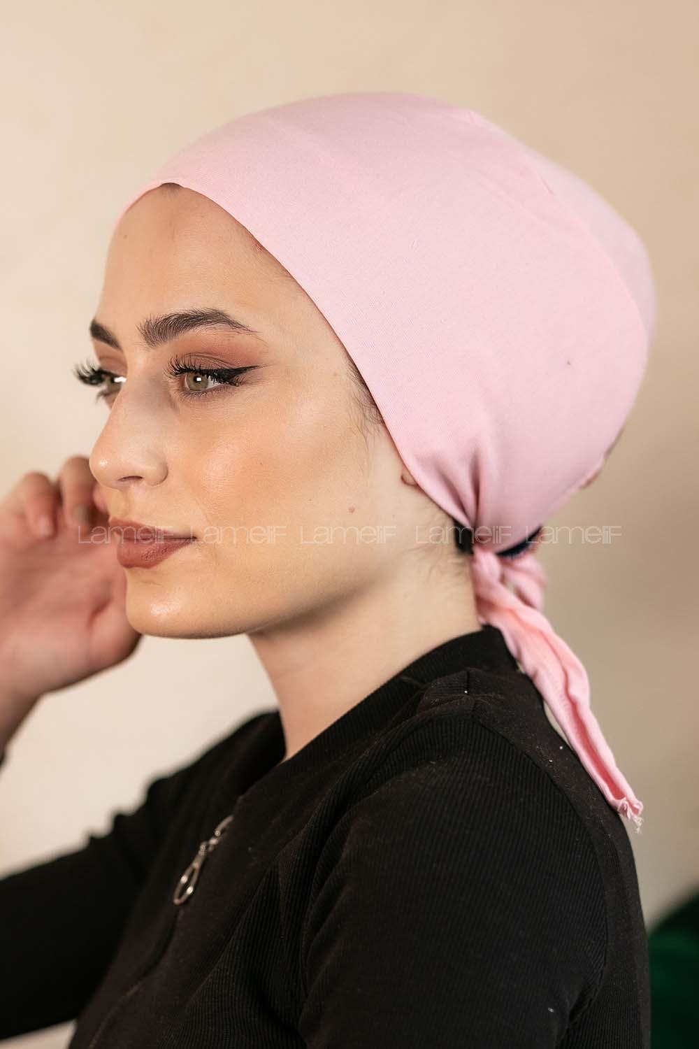 Modalamelif Dikişsiz Bağlamalı Penye Bone Şeker Pembe