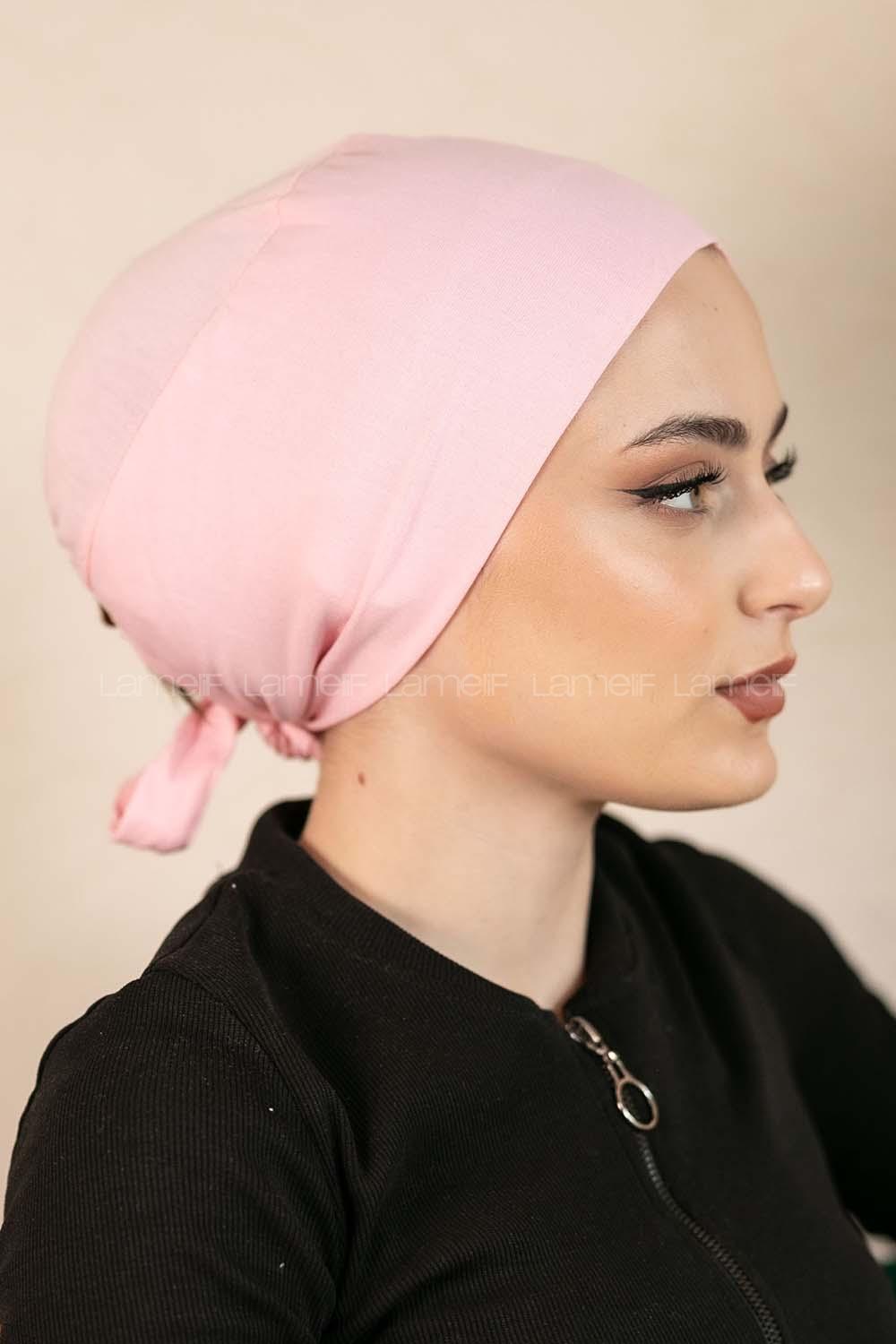 Modalamelif Dikişsiz Bağlamalı Penye Bone Şeker Pembe