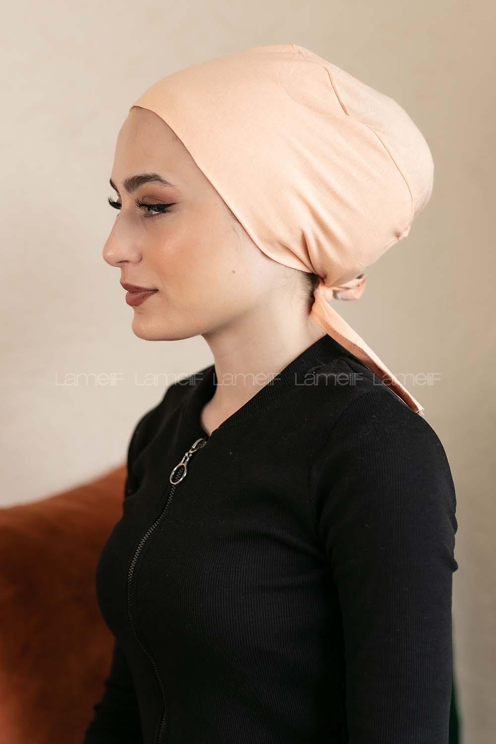 Modalamelif Dikişsiz Bağlamalı Penye Bone Somon