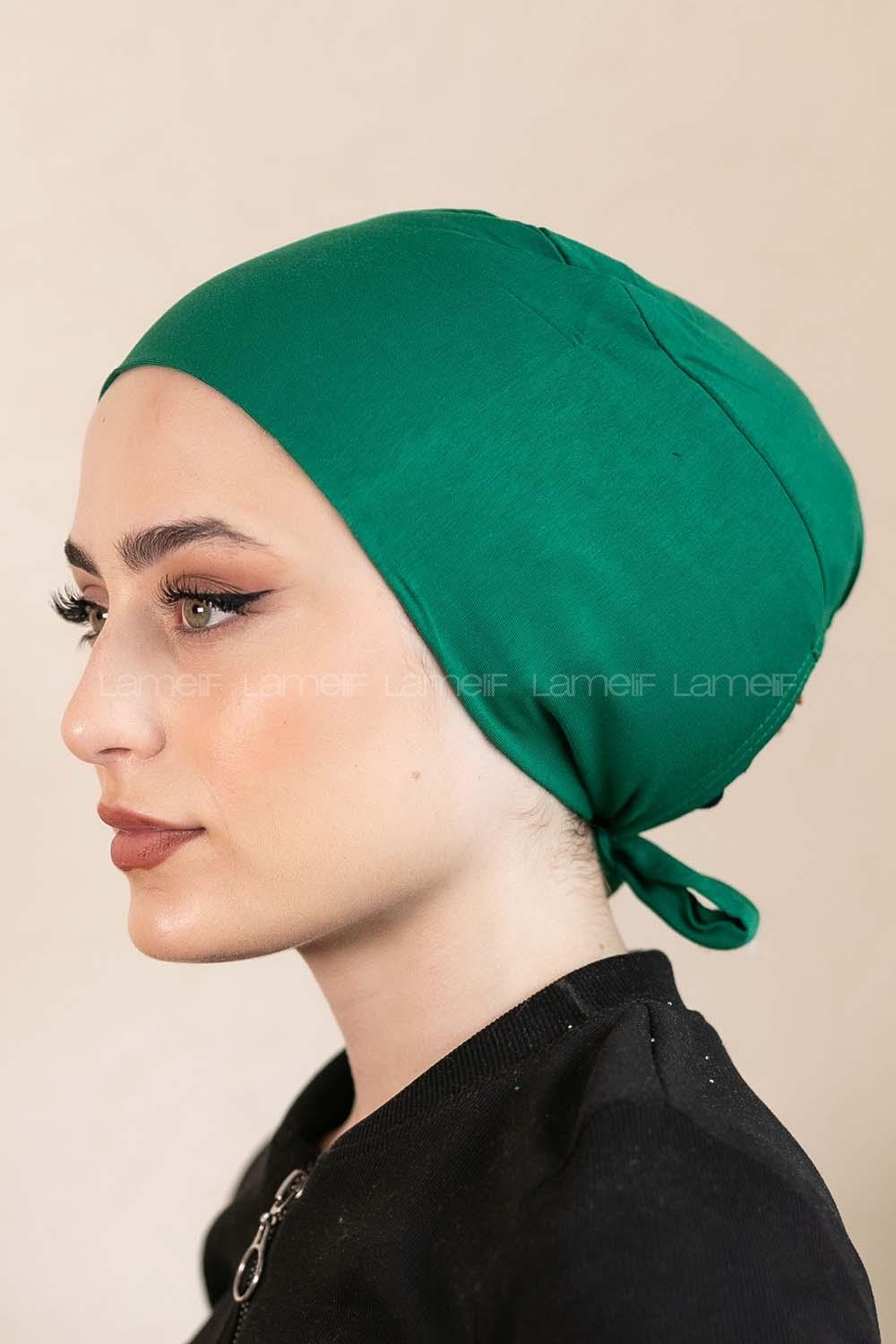 Modalamelif Dikişsiz Bağlamalı Penye Bone Zümrüt