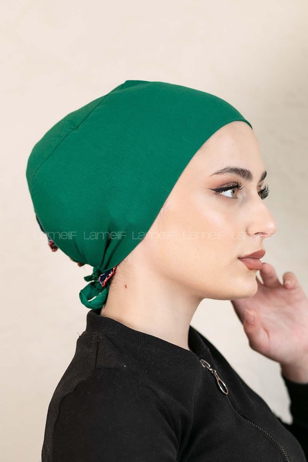 Modalamelif Dikişsiz Bağlamalı Penye Bone Zümrüt