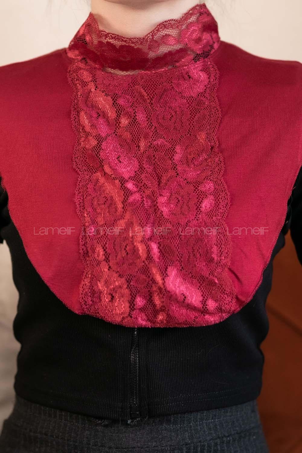 Modalamelif Lüx Dantelli Boyunluk Bordo