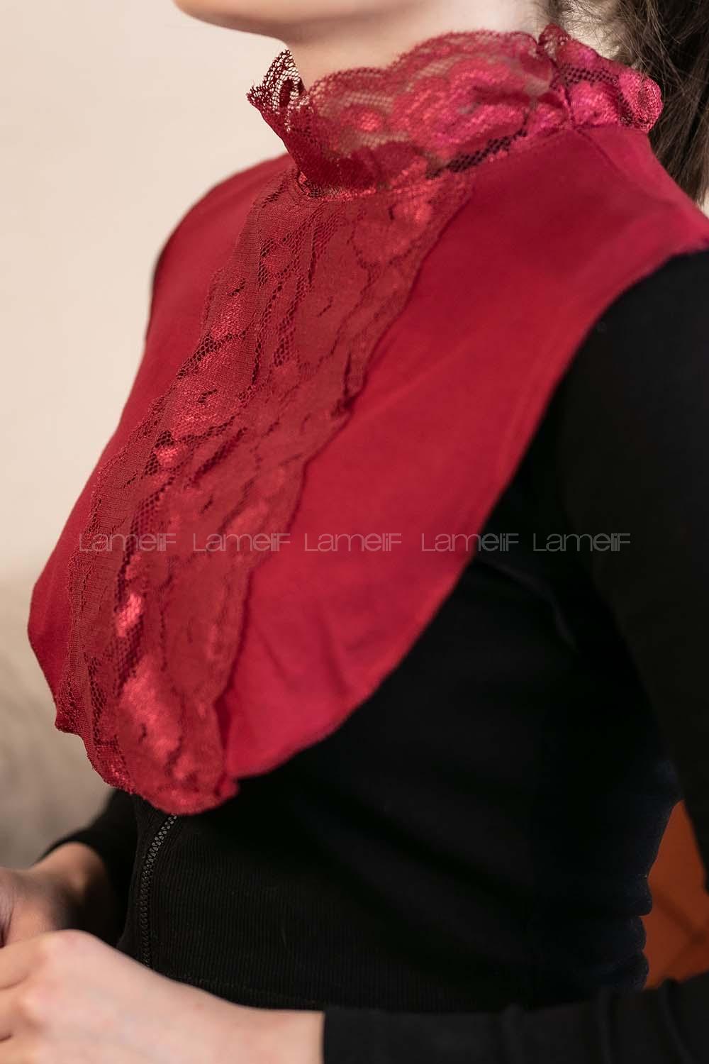 Modalamelif Lüx Dantelli Boyunluk Bordo