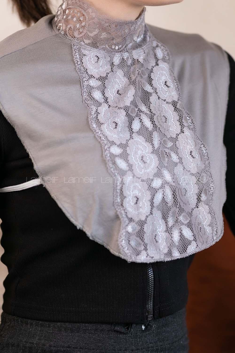 Modalamelif Lüx Dantelli Boyunluk Gri