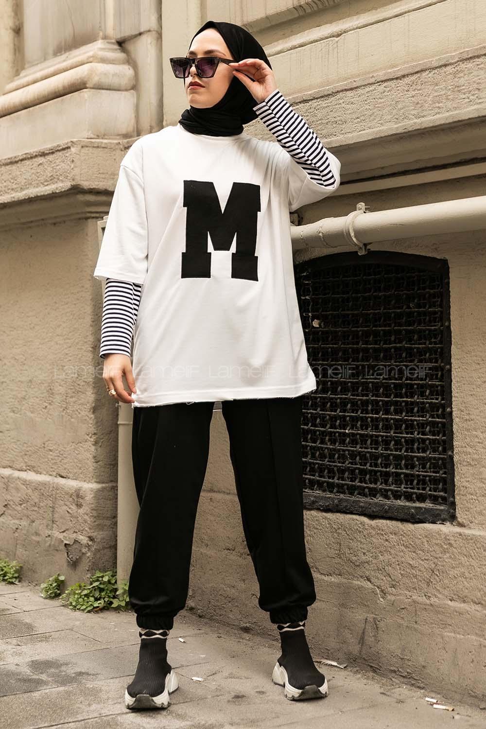 Modalamelif M Nakış Detaylı İkili Takım Siyah