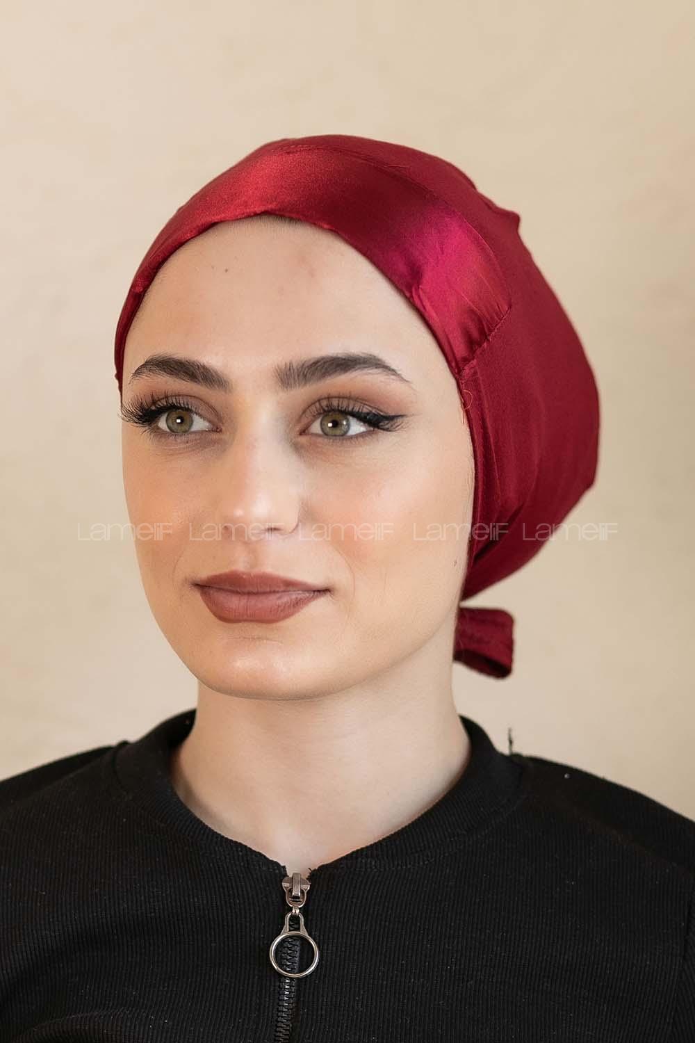 Modalamelif Penye Üstü Saten Bone Bordo