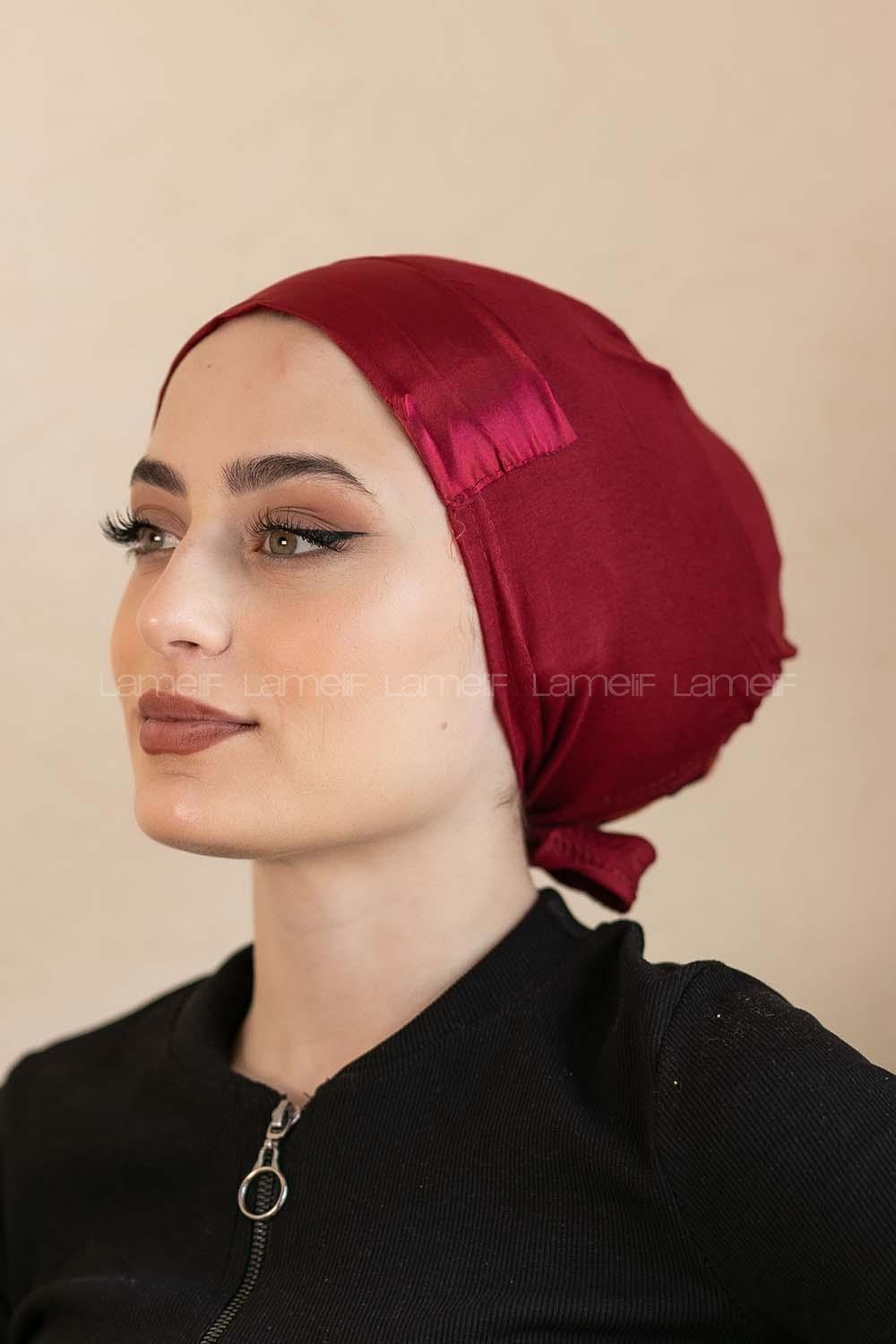 Modalamelif Penye Üstü Saten Bone Bordo