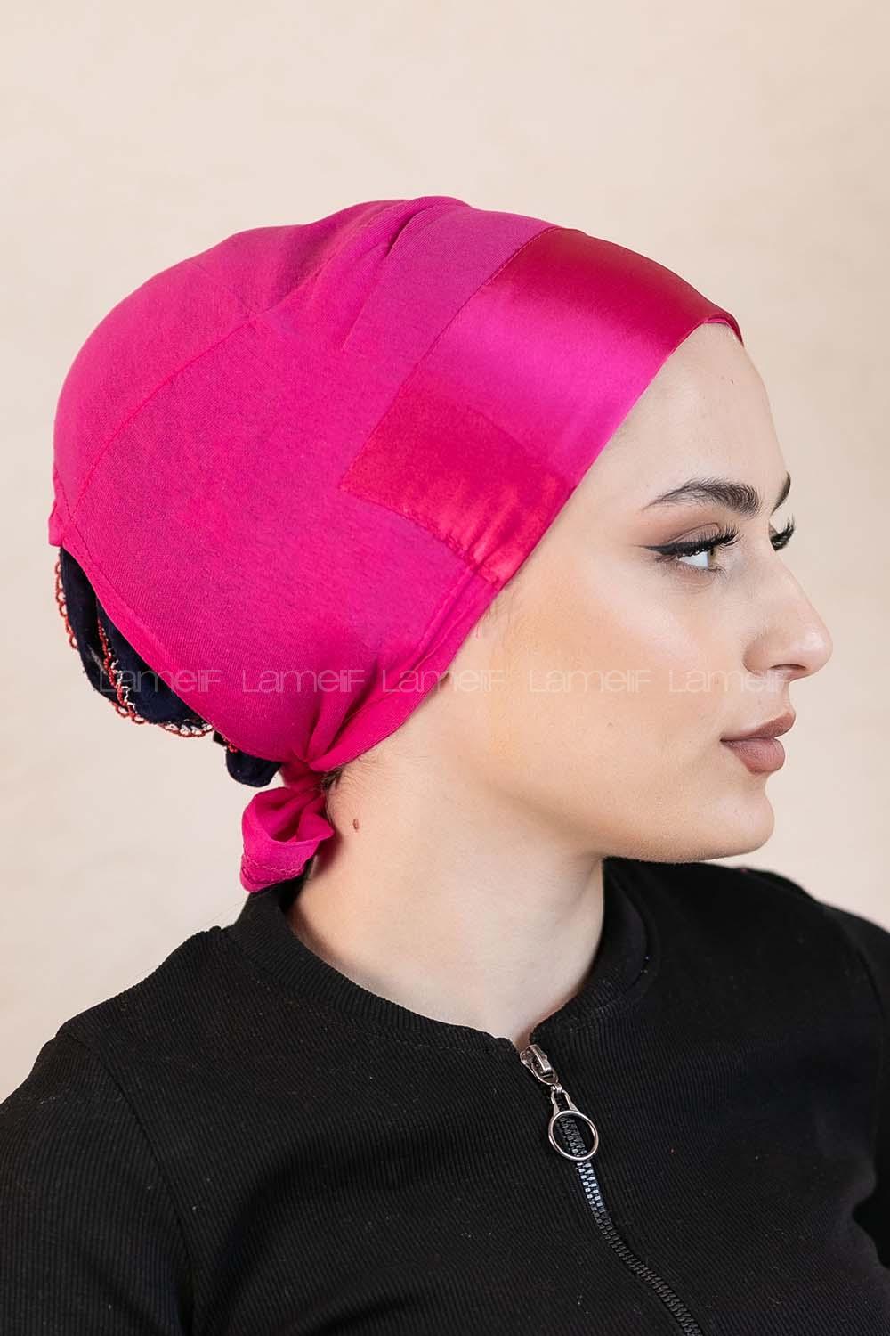 Modalamelif Penye Üstü Saten Bone Fuşya