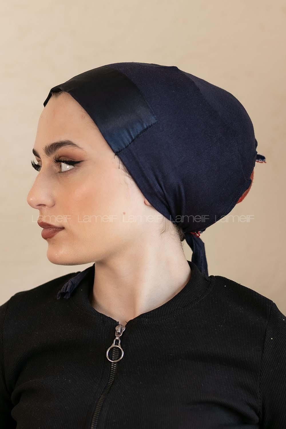 Modalamelif Penye Üstü Saten Bone Lacivert