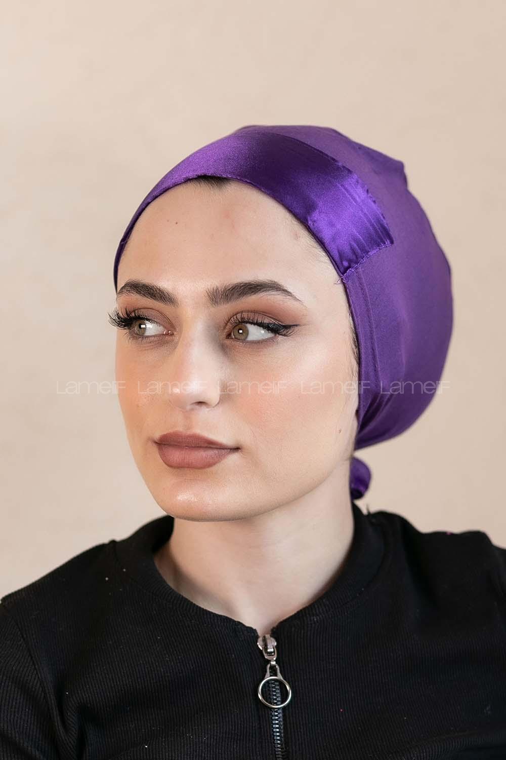 Modalamelif Penye Üstü Saten Bone Mor