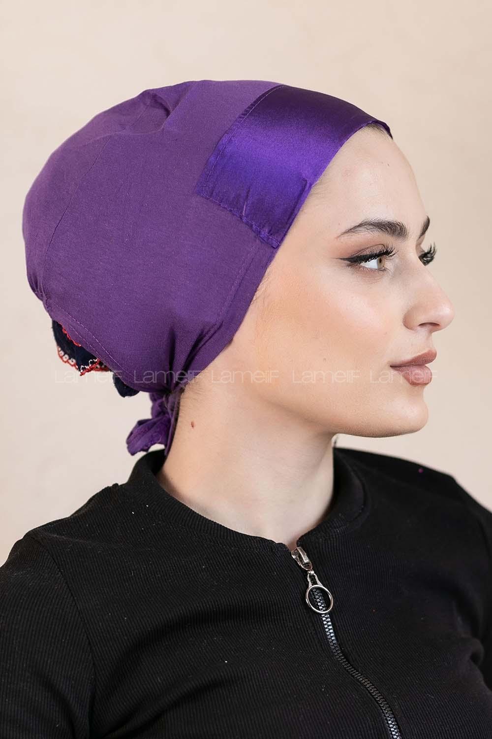 Modalamelif Penye Üstü Saten Bone Mor