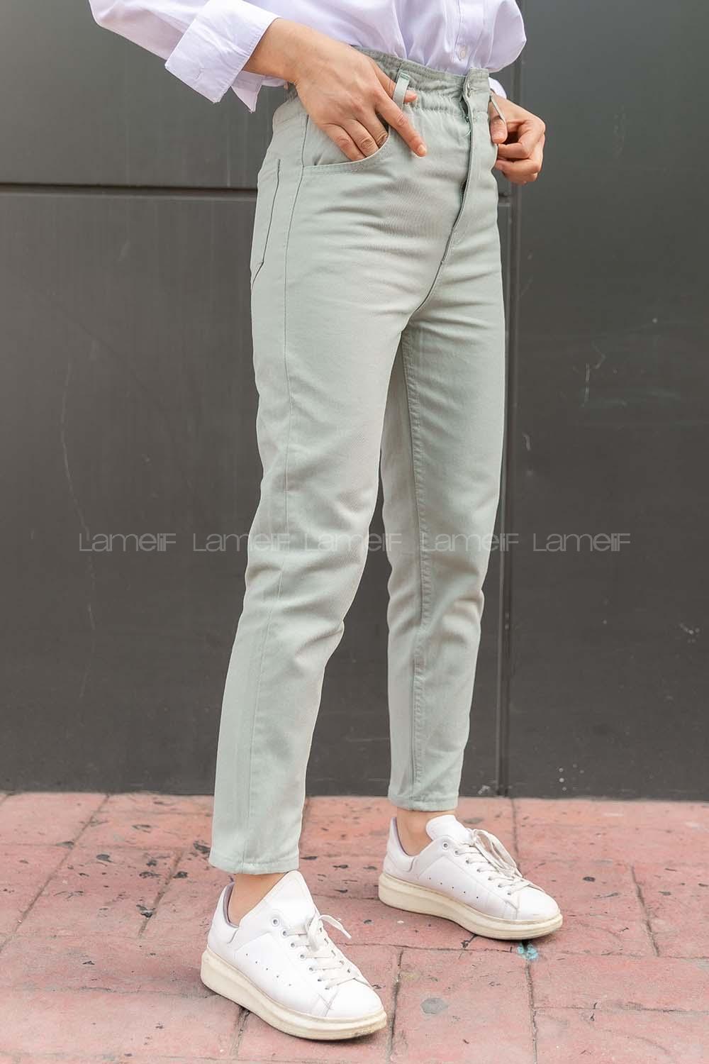 Modalamelif Bel Lastikli Boru Paça Jean Mint