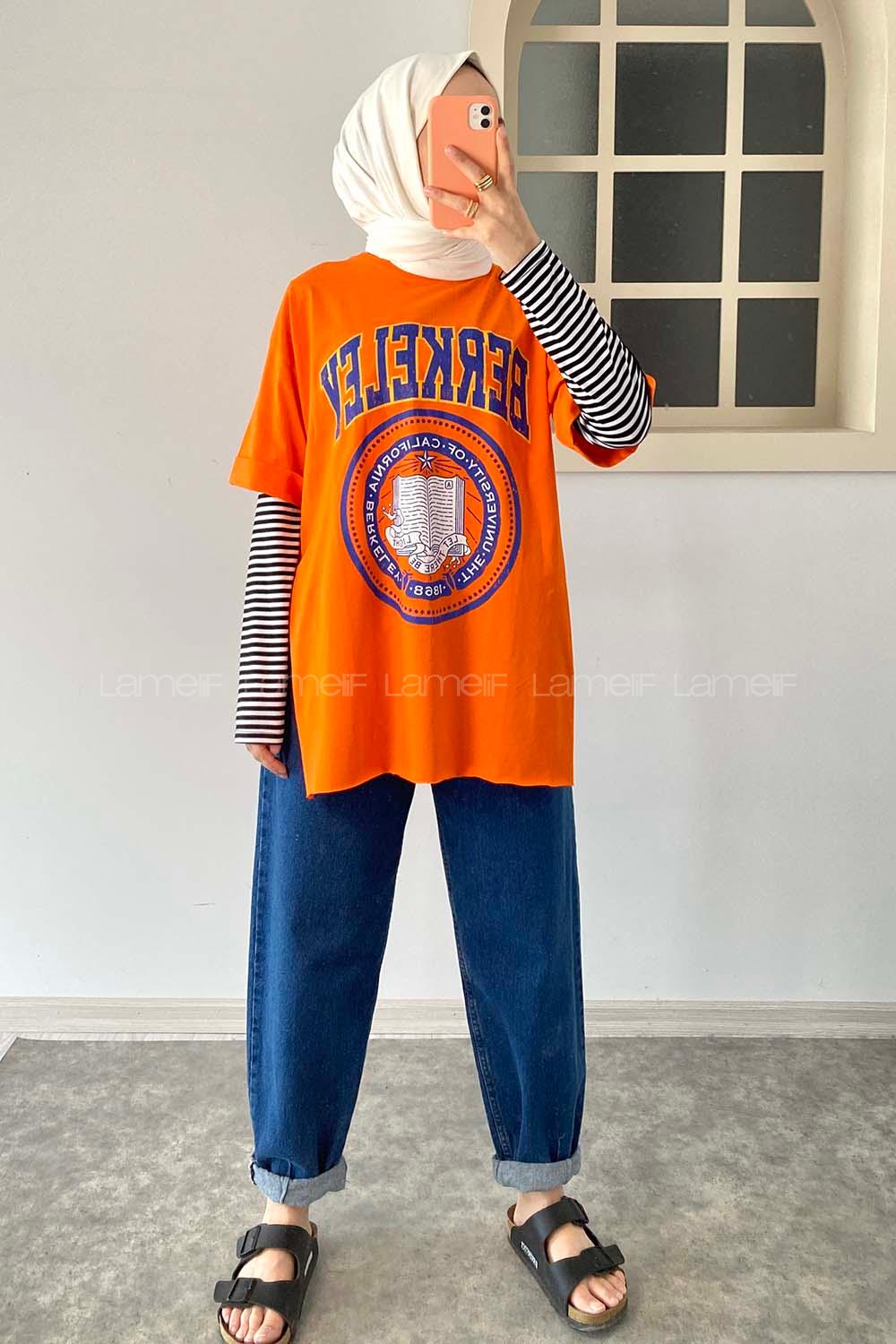 Modalamelif Berkeley Baskılı T-Shirt Oranj