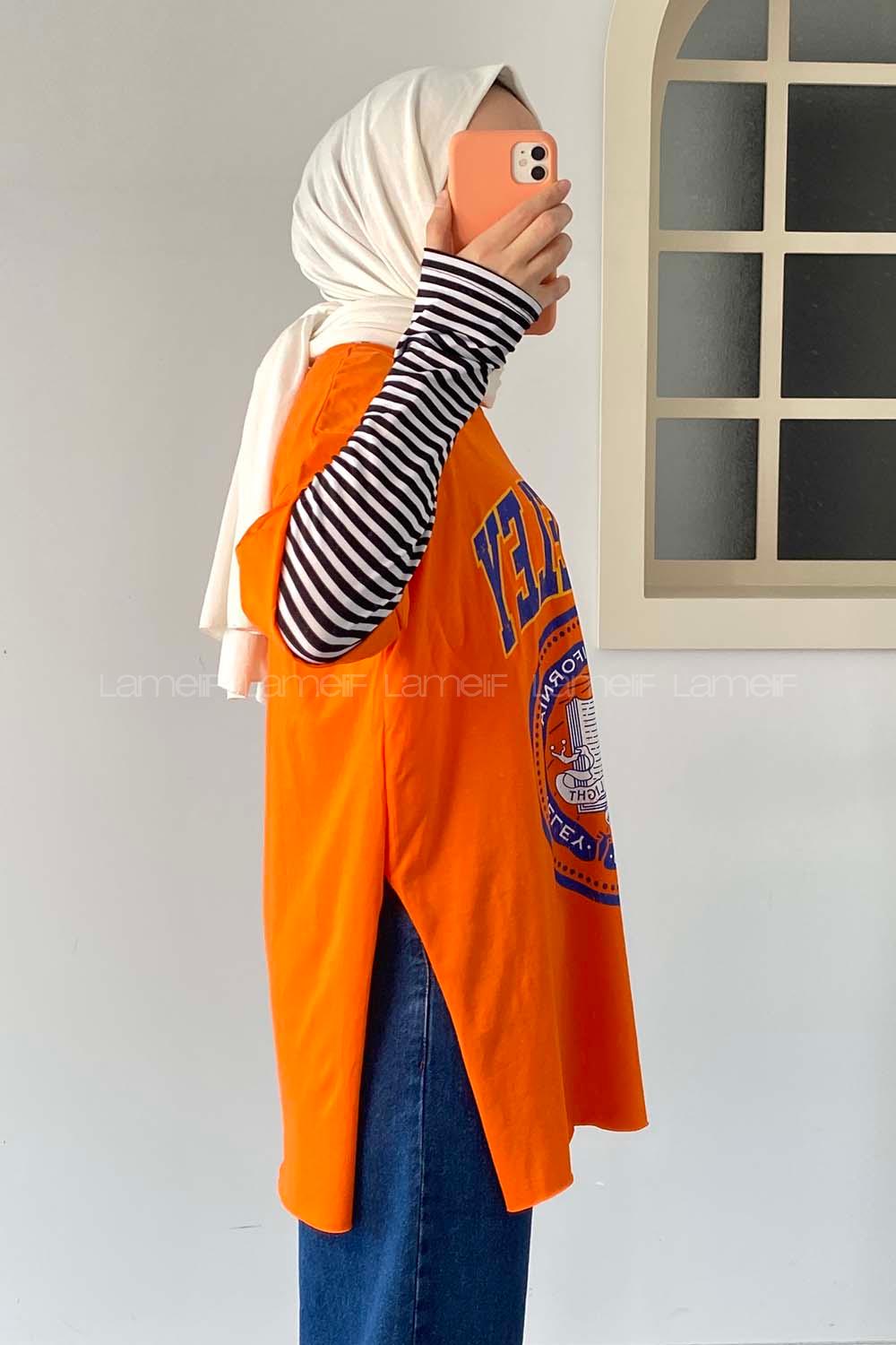 Modalamelif Berkeley Baskılı T-Shirt Oranj