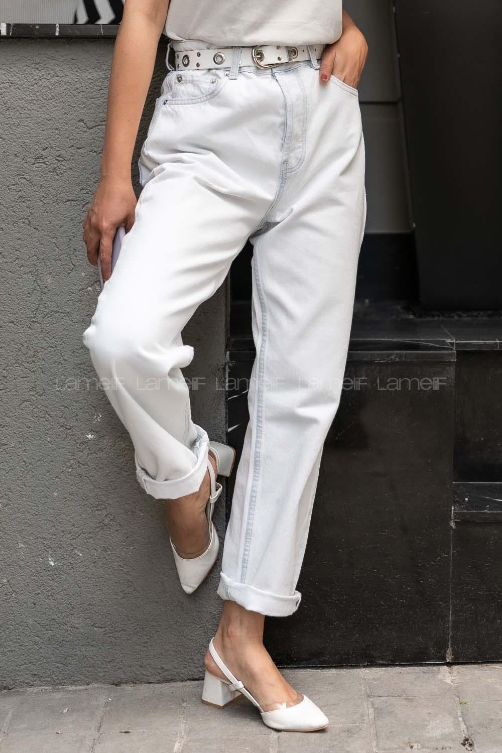 Modalamelif Çakım Düğmeli Çift Cepli Jean Buz Mavisi