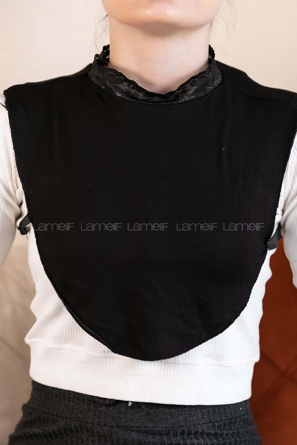 Modalamelif Dantelli Penye Boyunluk Siyah