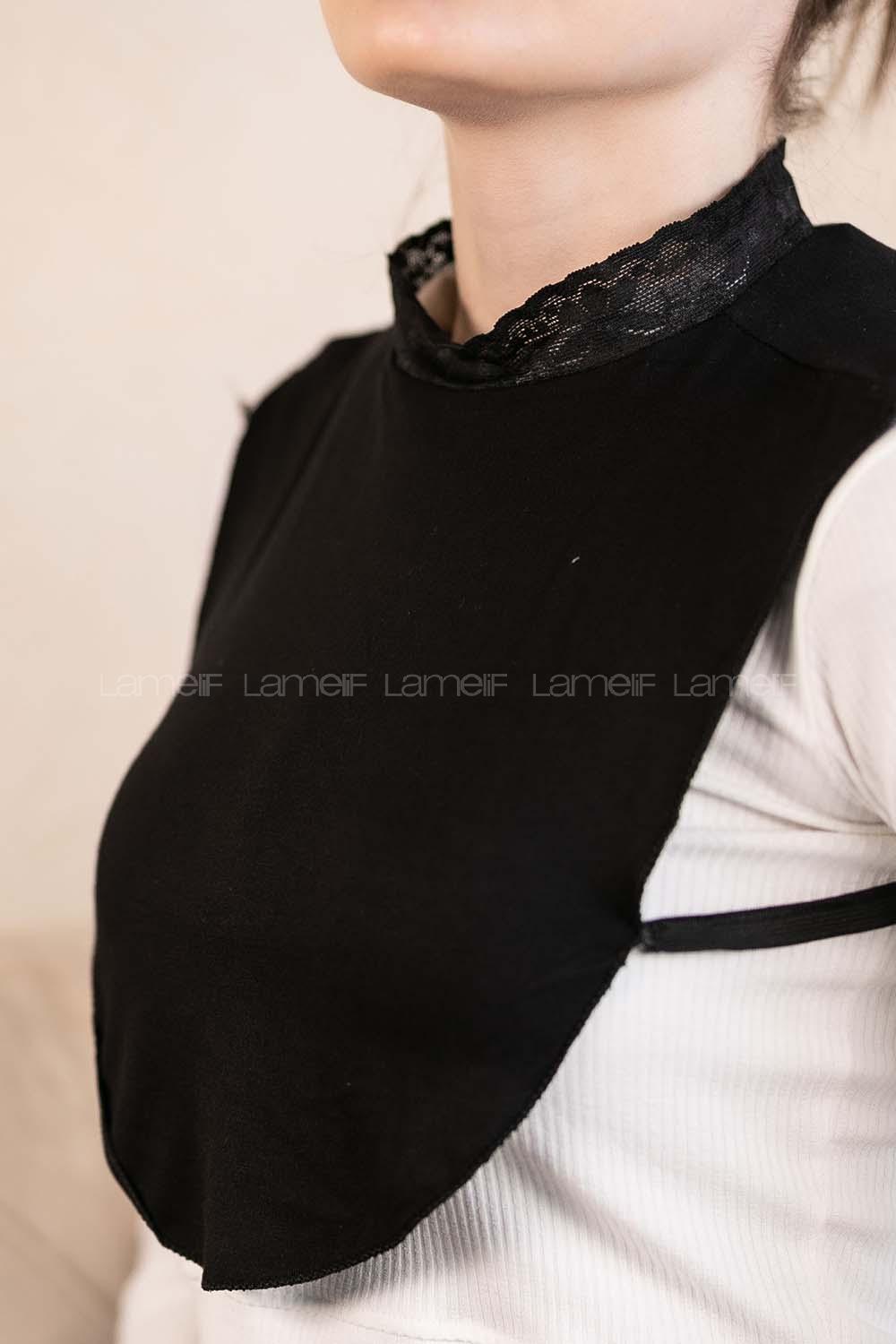 Modalamelif Dantelli Penye Boyunluk Siyah