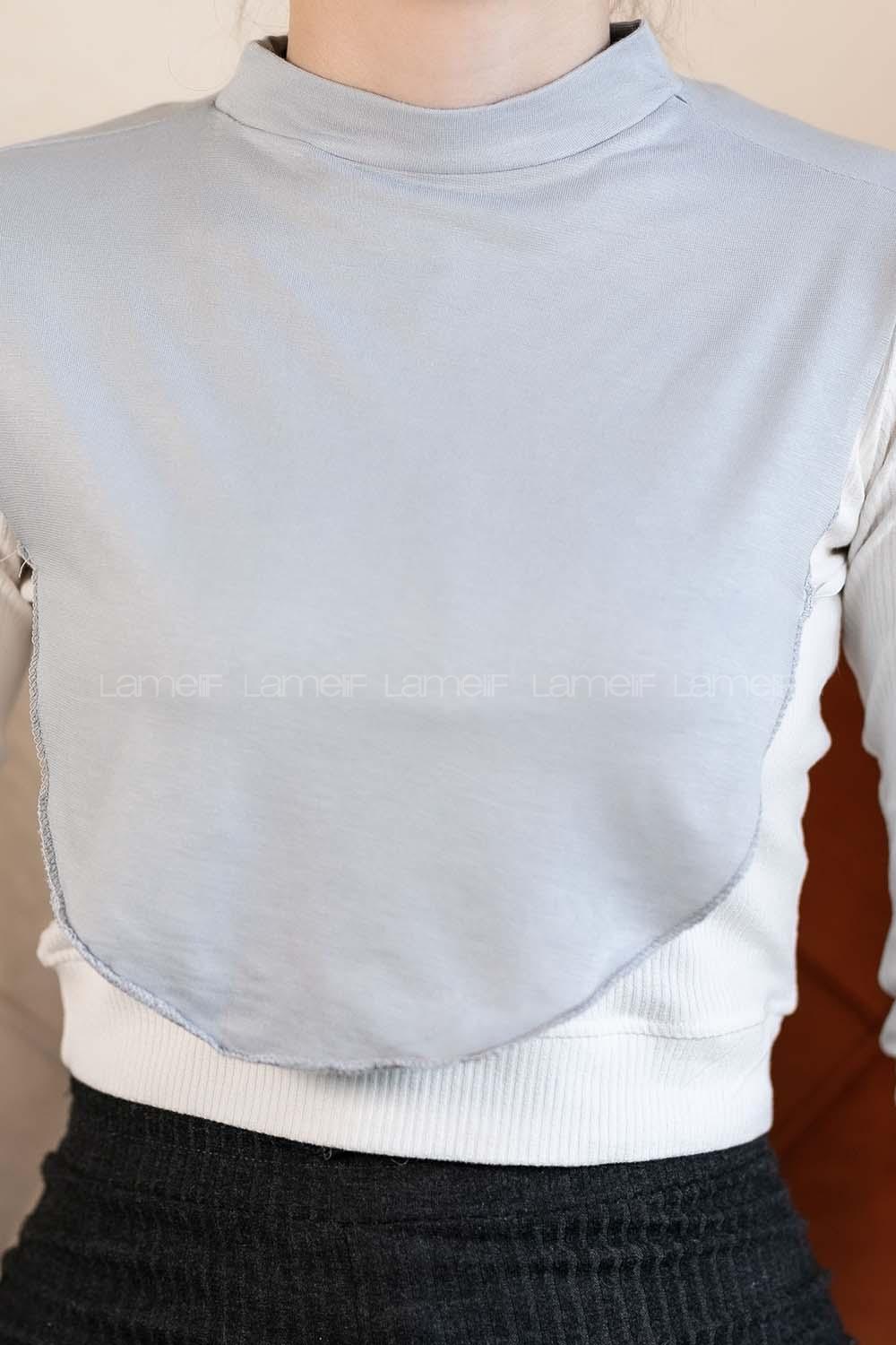 Modalamelif Düz Penye Boyunluk Gümüş Gri