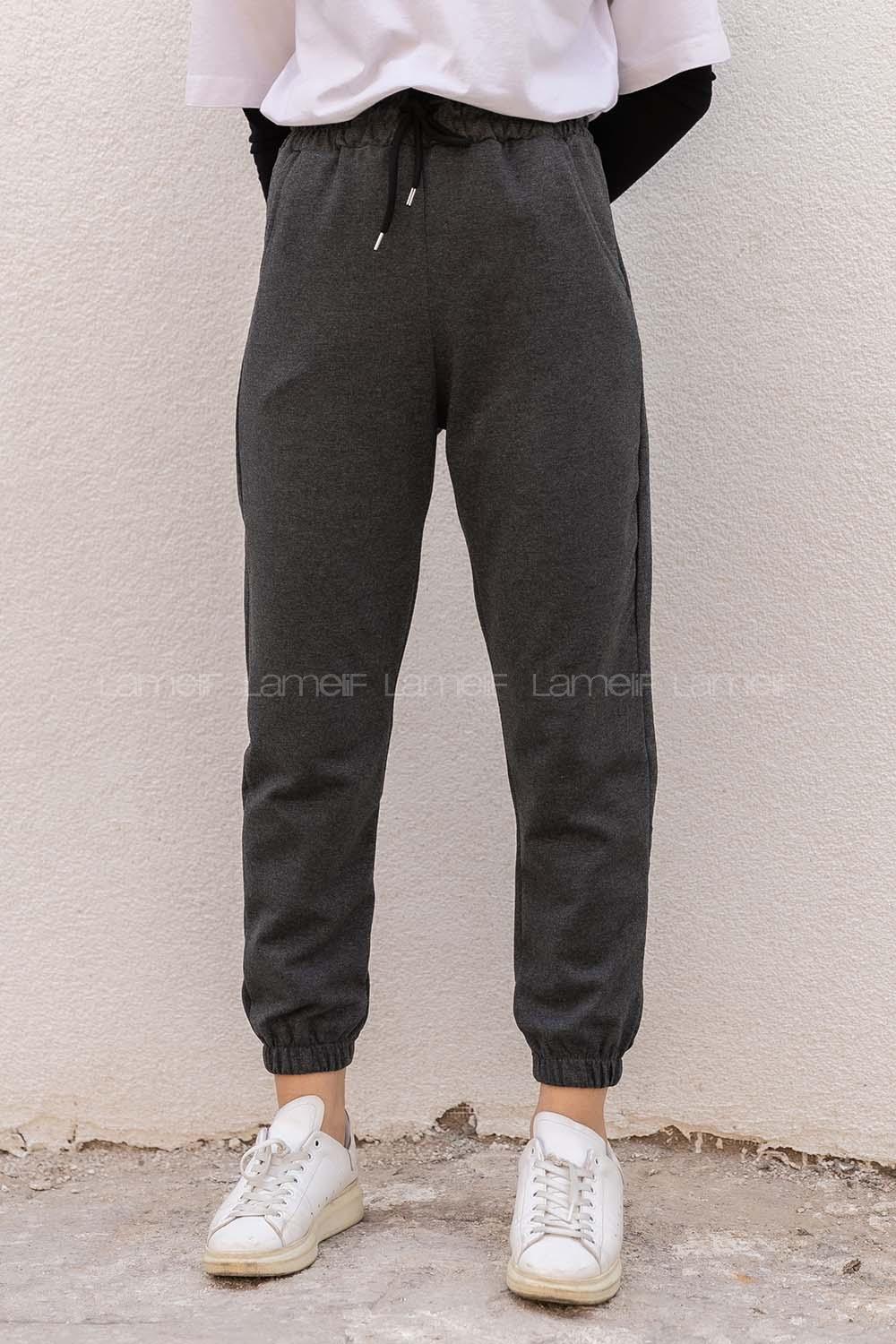 Modalamelif Geniş Kemerli Paça Lastikli Eşofman Altı Antrasit