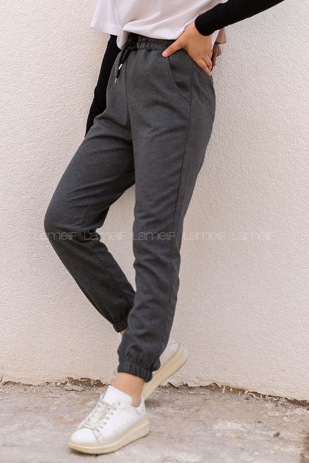 Modalamelif Geniş Kemerli Paça Lastikli Eşofman Altı Antrasit