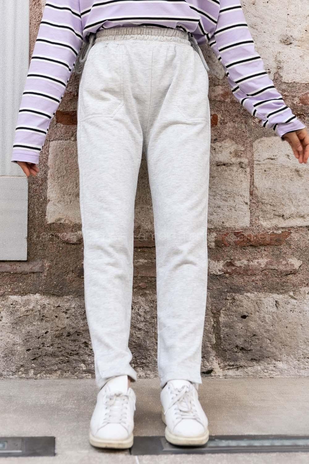 Modalamelif İki Yan Bağcık Detaylı Eşofman Gri