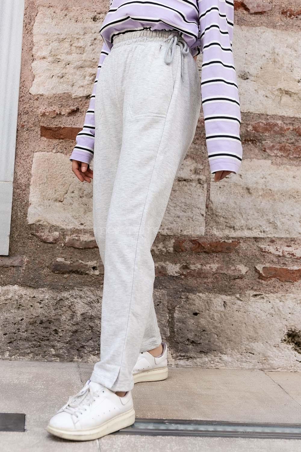 Modalamelif İki Yan Bağcık Detaylı Eşofman Gri