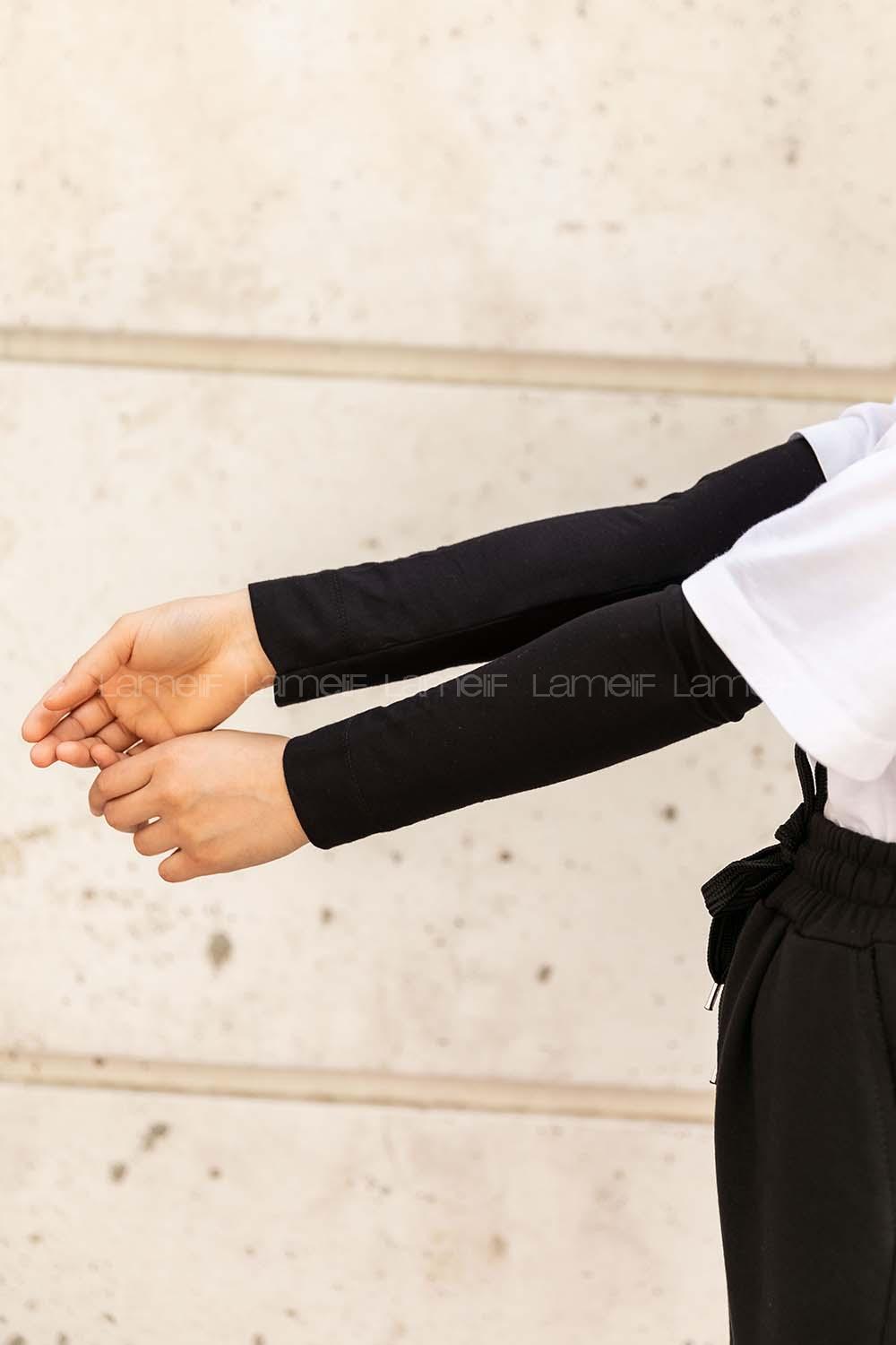 Black Normal Neck Long Arm Combed Fabric Collar